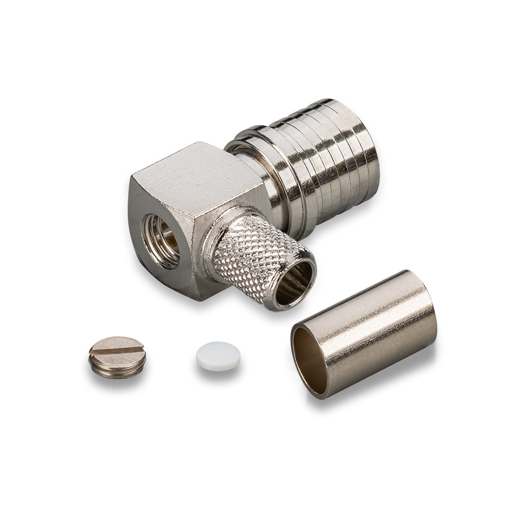 Разъем QMA(male) угловой на кабель 5D-FB