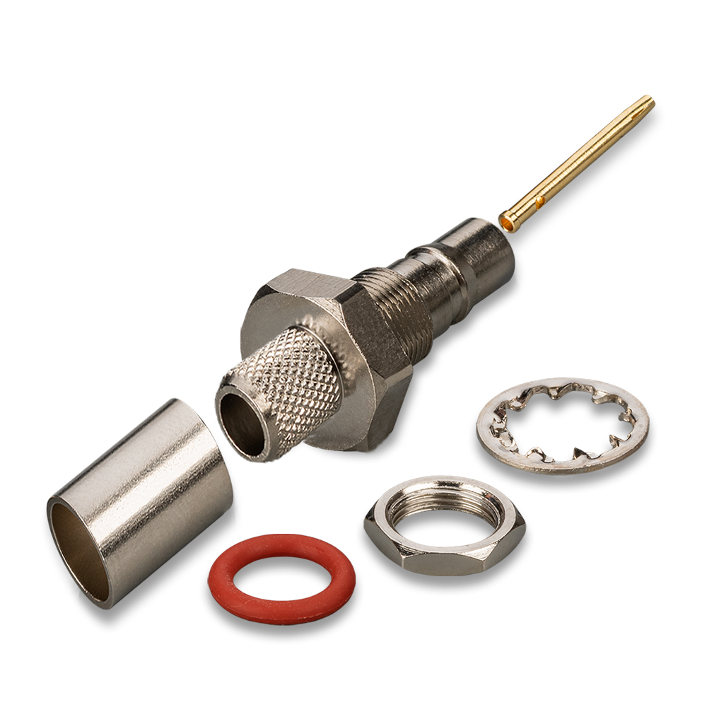 Разъем QMA(female) на кабель 5D-FB, герметичный с резиновым уплотнителем, с гайкой